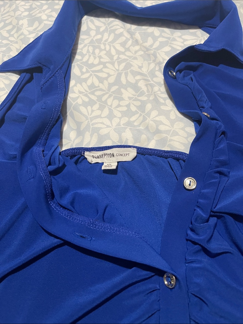 PerSeption Concept Royal Blue Button-Front Blouse halter top